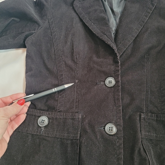 H&M Black Corduroy 2 Button Career Work Office Blazer Women's Size 8 - Picture 12 of 13